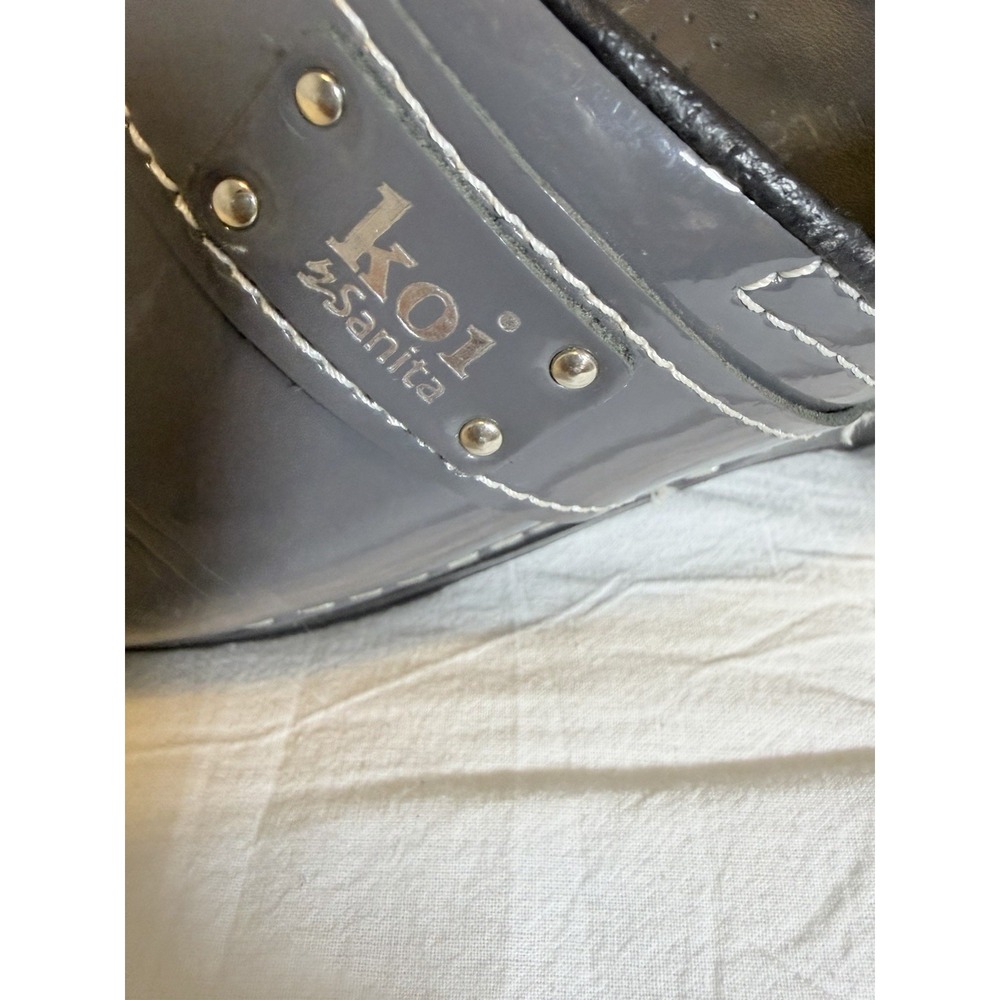 Sanita Koi Professional Gray Patent Leather Clogs Nursing Shoes~Sz 39 EU~US 8.5M - Picture 6 of 14